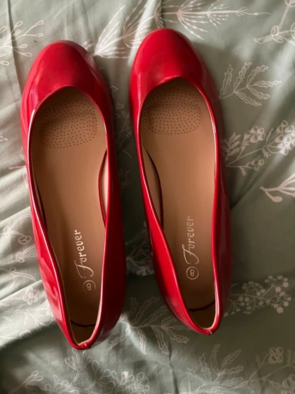Red patent leather heels